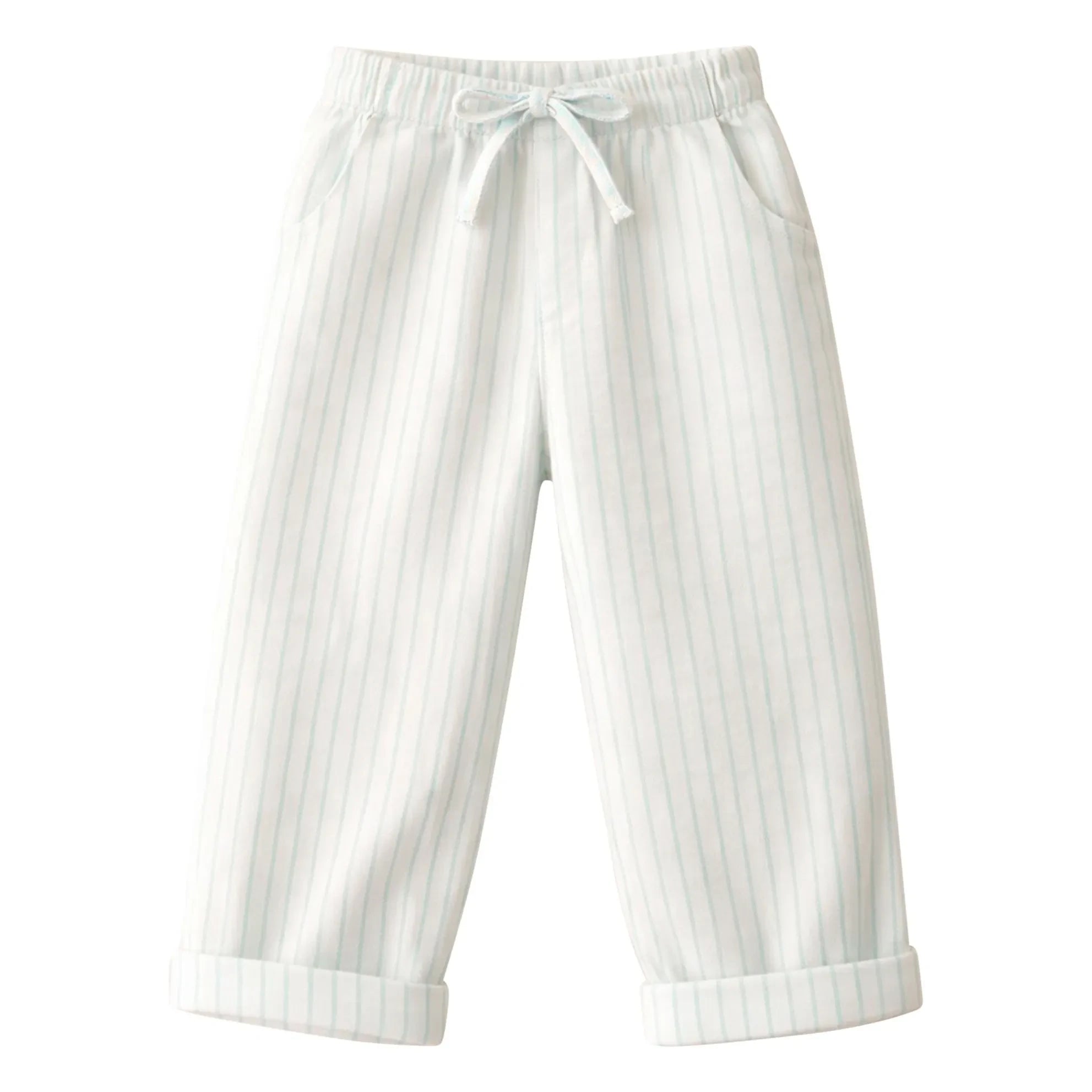 Lililotte - Pantalones Gabardina Algodón Orgánico a Rayas Paul | Verde Menta