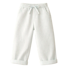 Lililotte - Pantalones Gabardina Algodón Orgánico a Rayas Paul | Verde Menta