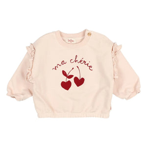 Búho - Ma Chérie organik pamuklu bebek sweatshirt | Açık Pembe