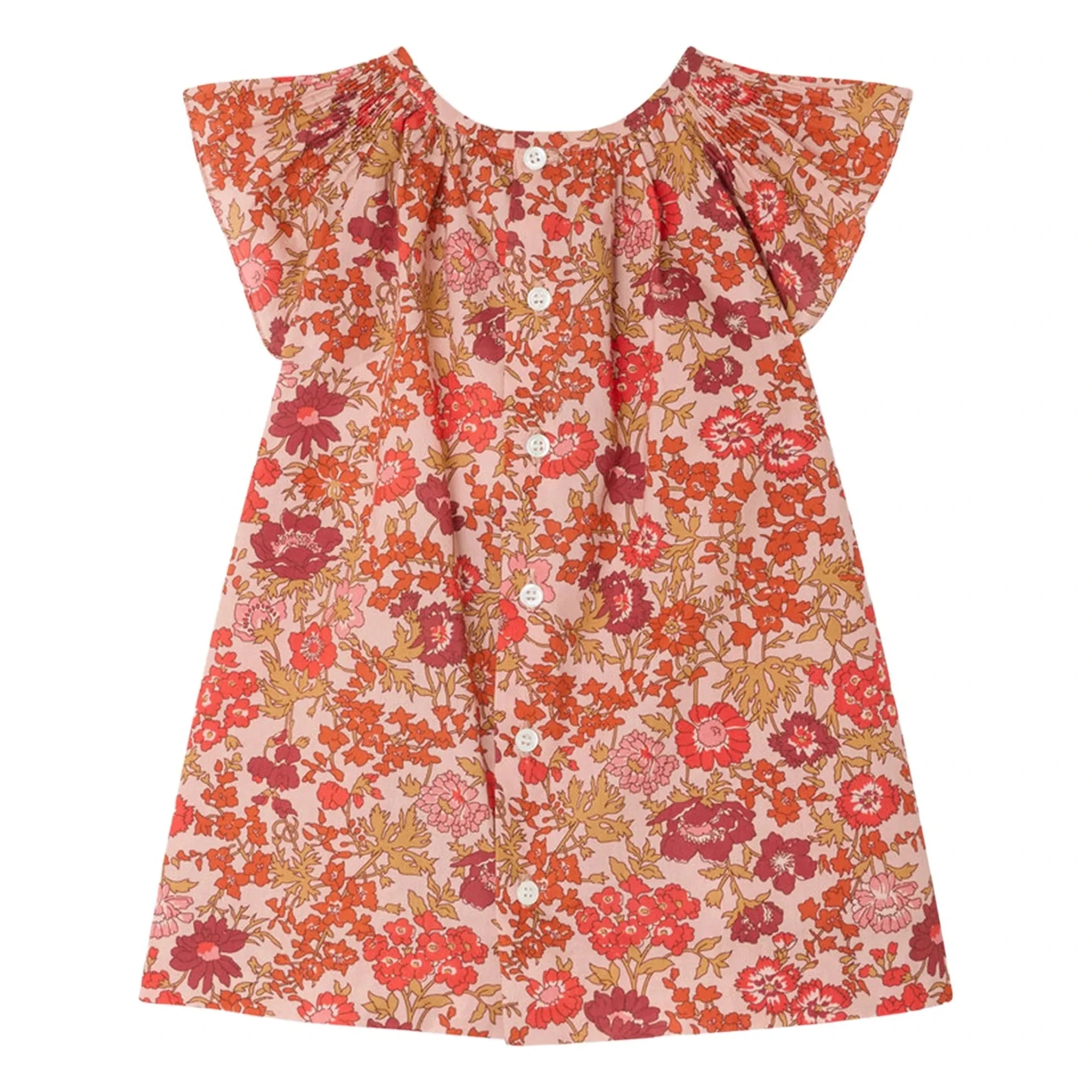 Bonpoint - Vestido de algodón orgánico Carmella Fleurie | Rosa empolvado