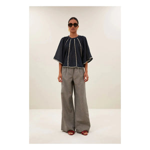 By Bar - Blusa Emmi de algodón orgánico bordado | Carbón