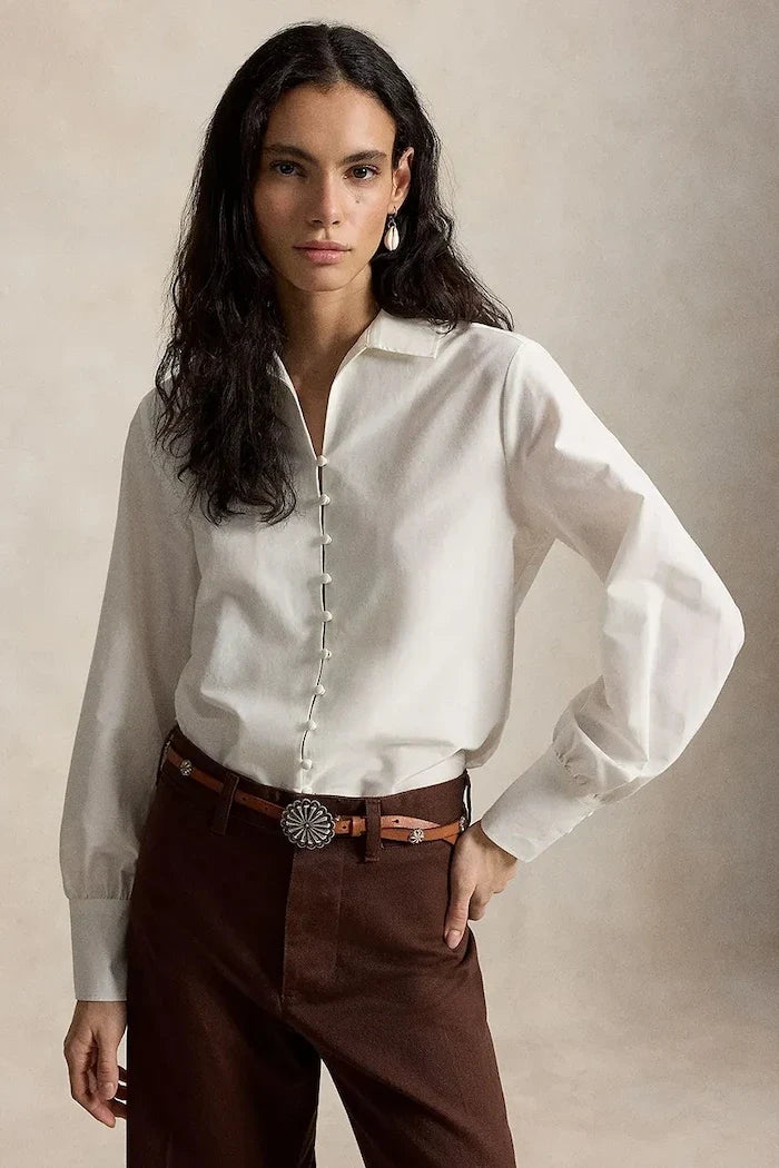 Camisa de mujer Polo Ralph Lauren, con mezcla de seda