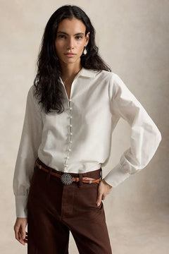 Camisa de mujer Polo Ralph Lauren, con mezcla de seda