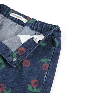 Bobo Choses - Organik Pamuk Denim Çiçek Desenli Etek | Lacivert