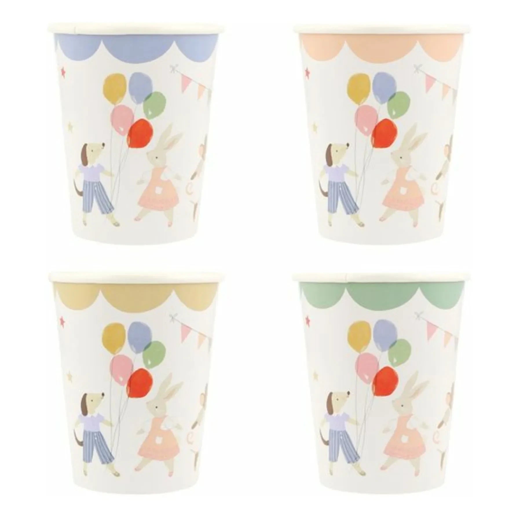 Meri Meri - Vasos de cumpleaños Amigos animales - Juego de 8