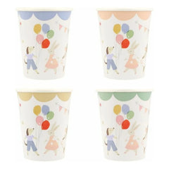 Meri Meri - Vasos de cumpleaños Amigos animales - Juego de 8