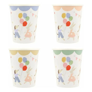 Meri Meri - Vasos de cumpleaños Amigos animales - Juego de 8