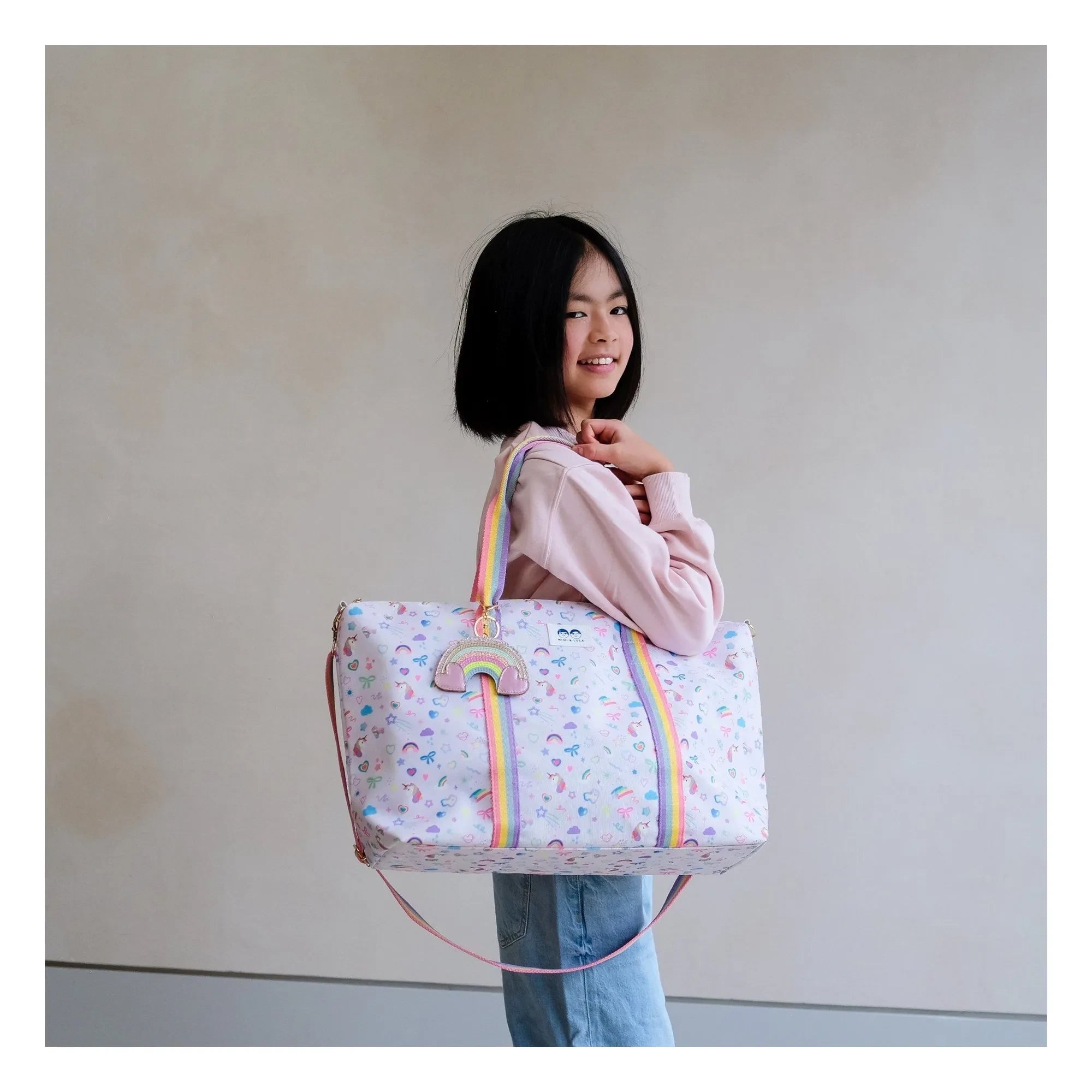 Mimi & Lula - Bolsa de fin de semana Unicornio | Rosa pálido