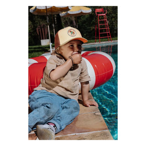 Hello Hossy - Gorra de algodón orgánico Rolling Pony con visera curva | Beige