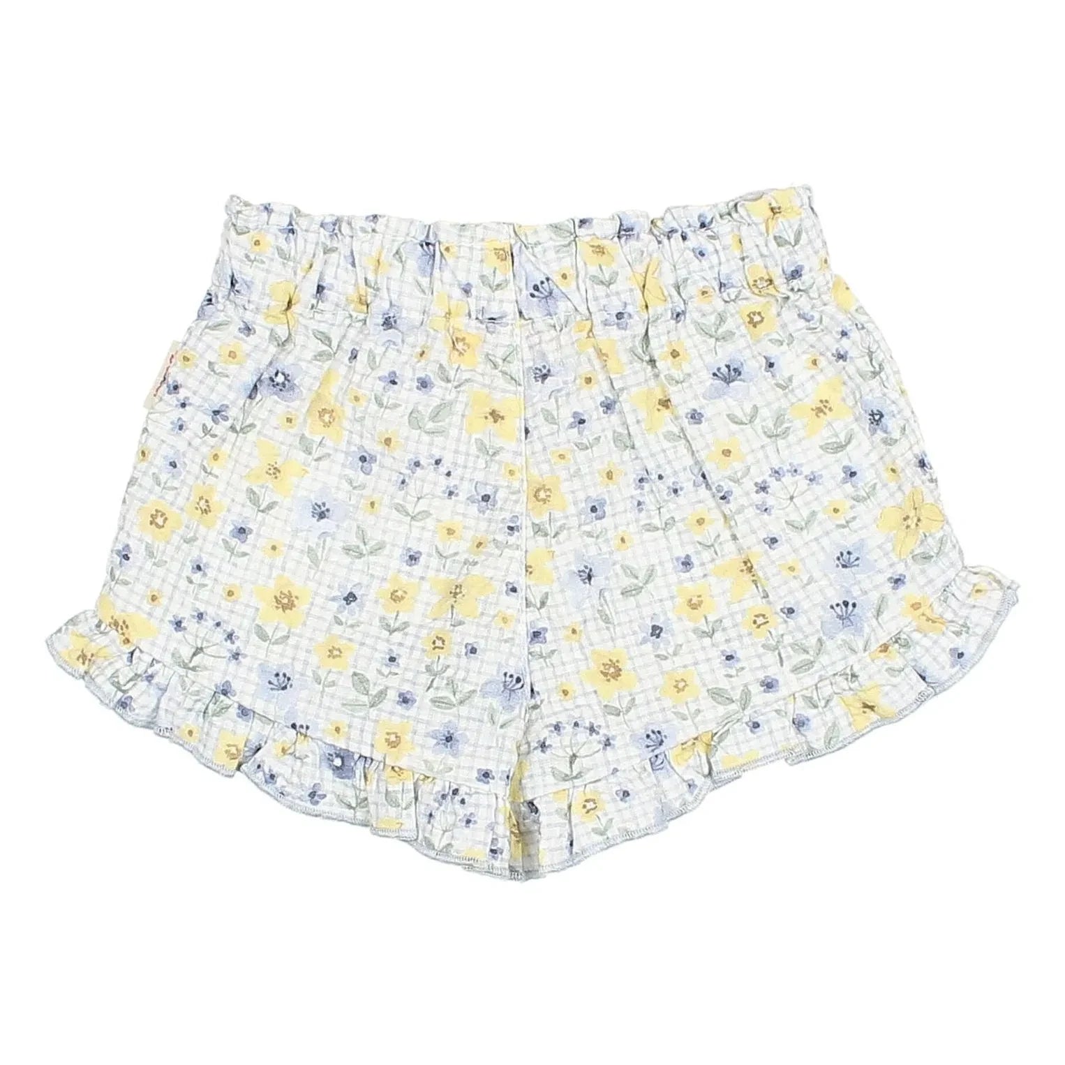 Búho - Pantalón corto para bebé seersucker floral | Azul claro