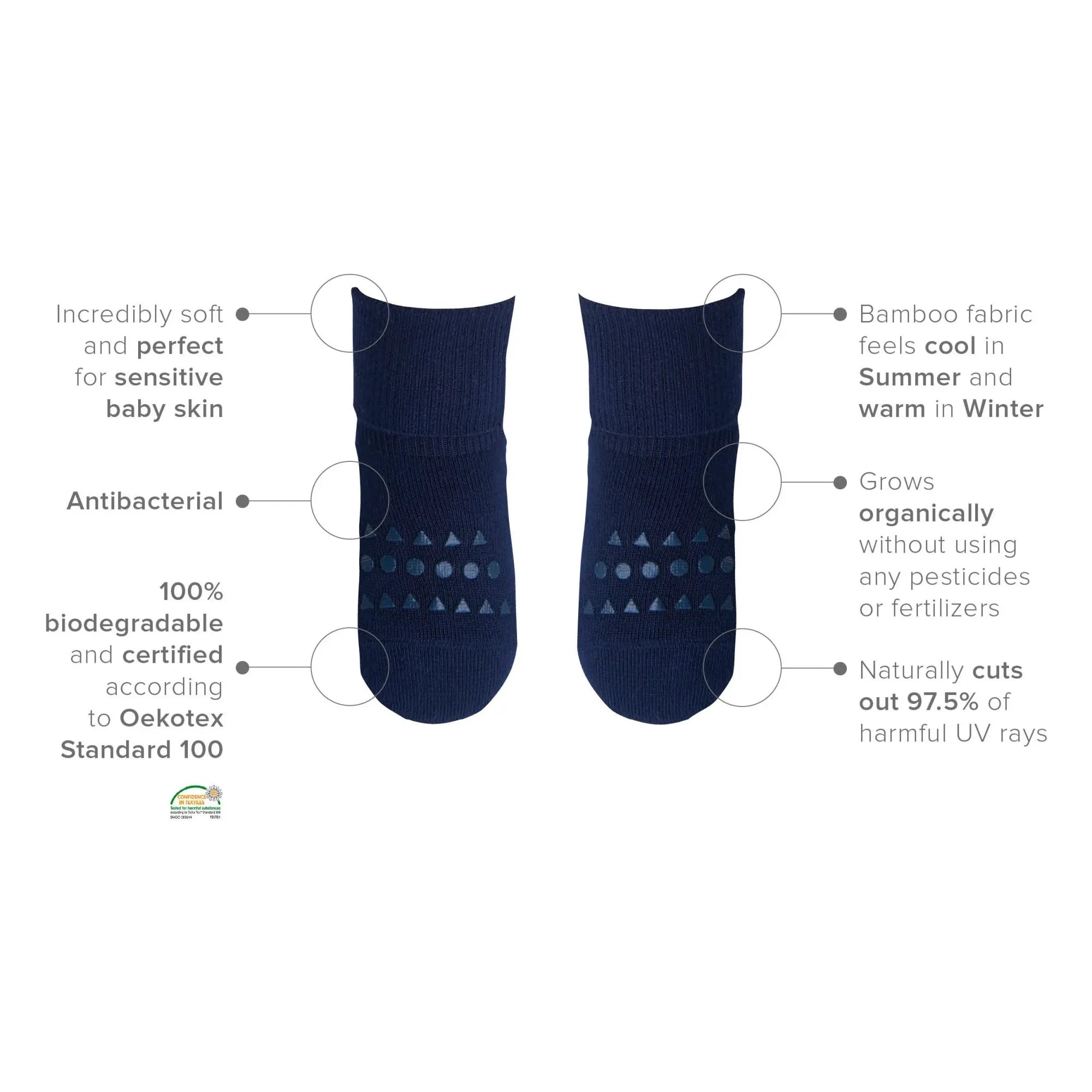 GOBABYGO - Calcetines antideslizantes de algodón | Azul Marino