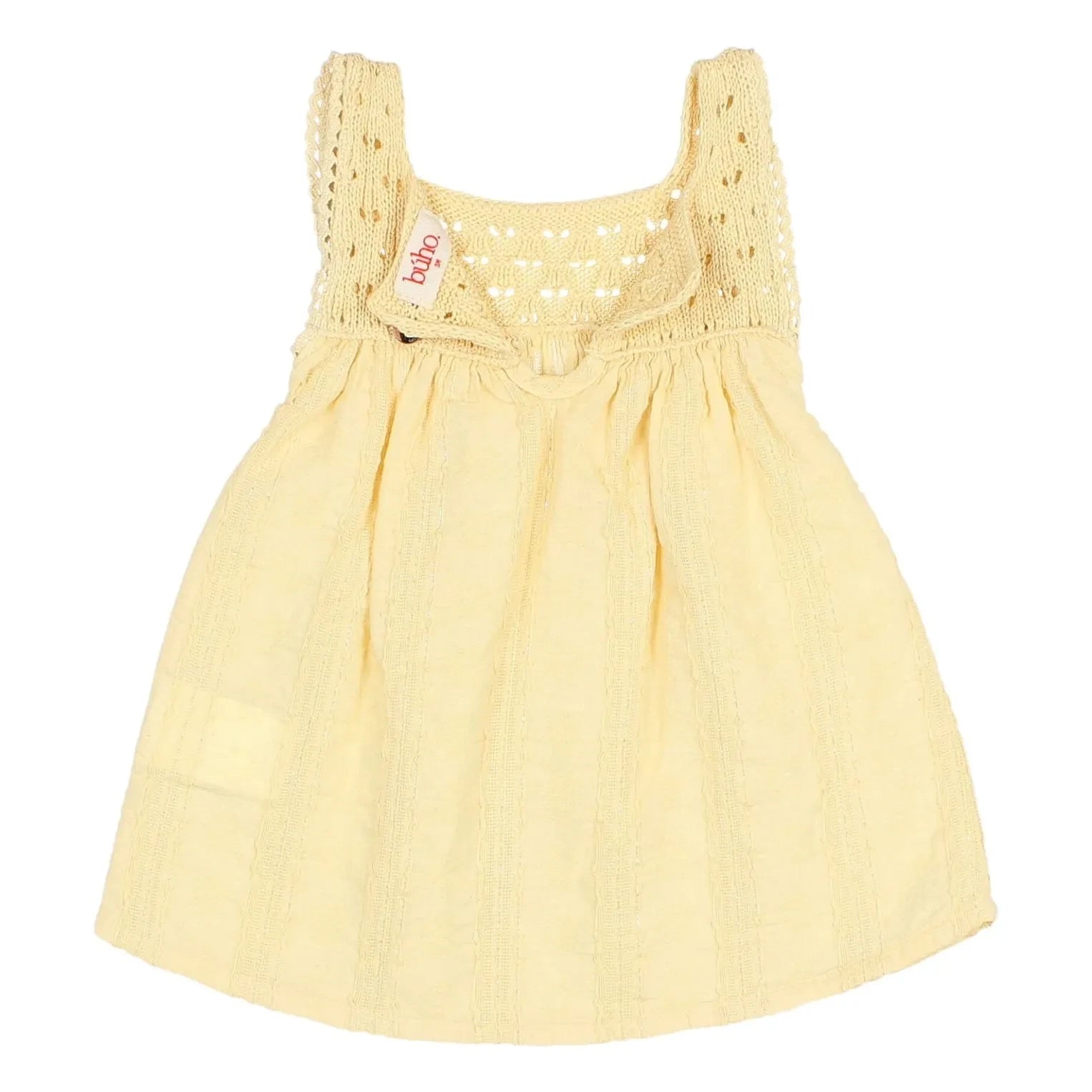 Búho - Vestido de algodón orgánico Lurex Boho | Amarillo