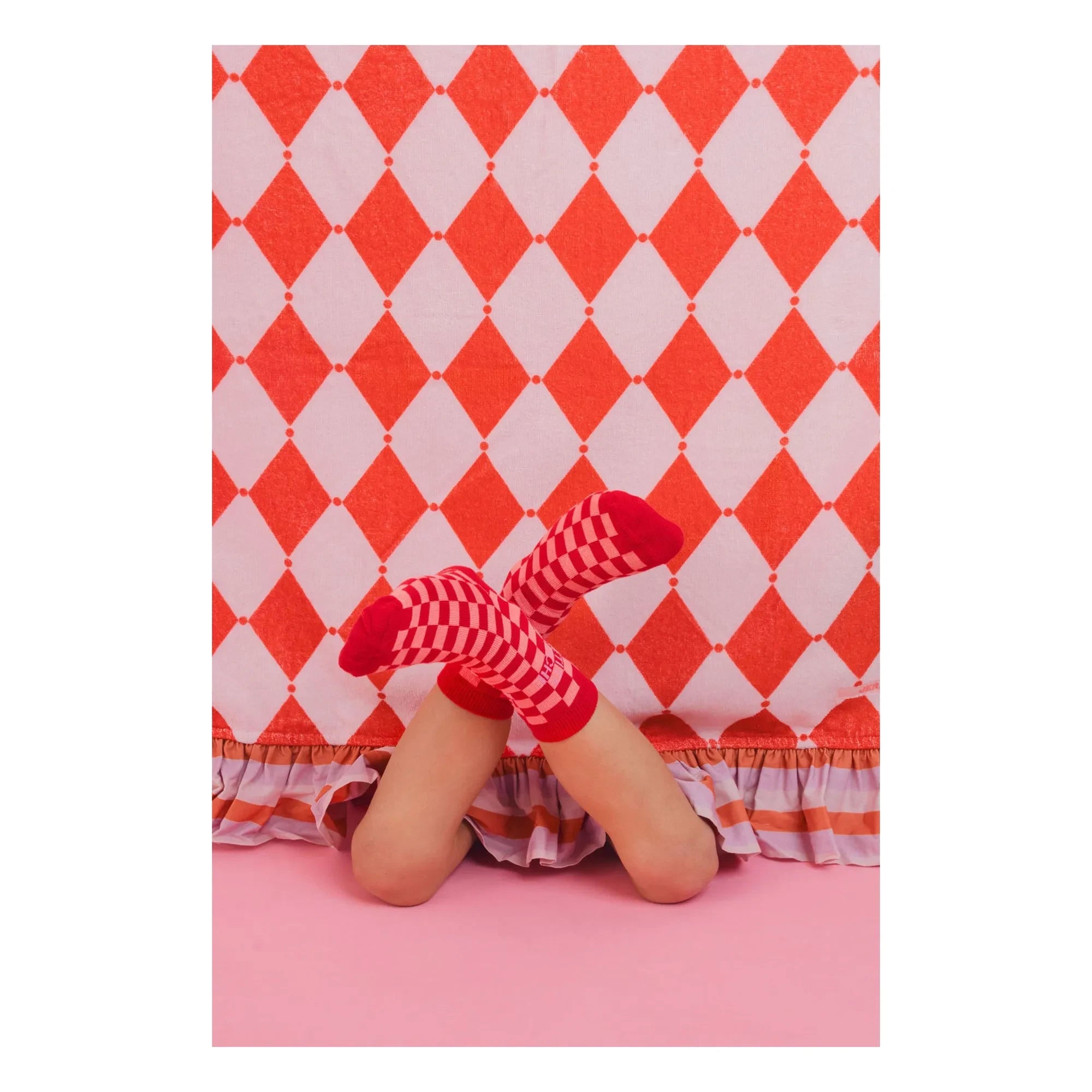Jera Mini - Toalla fouta de rizo con volantes Losange | Rosa