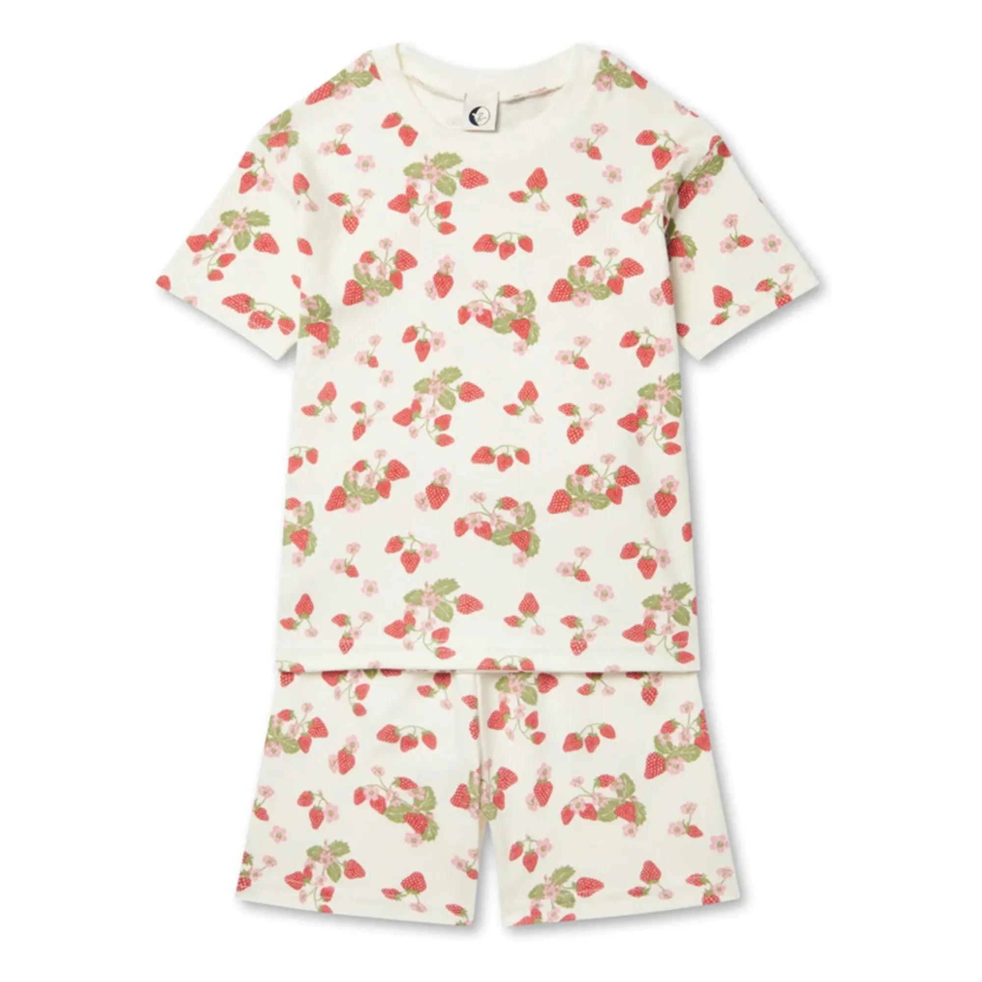 Sleepy Doe - Conjunto de pijama de algodón orgánico con fresas | Crudo