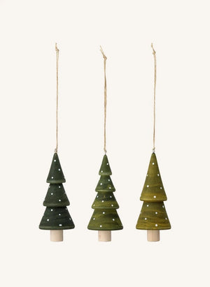 Bloomingville - Adornos de Árbol de Navidad Jayli - Set de 3 | Verde