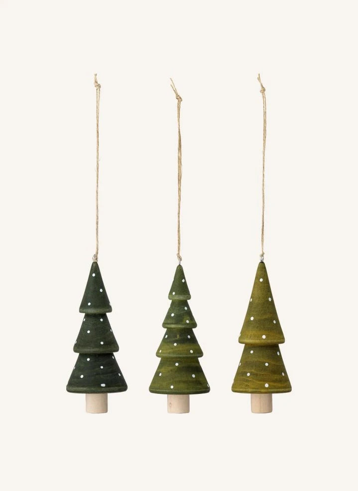 Bloomingville - Adornos de Árbol de Navidad Jayli - Set de 3 | Verde