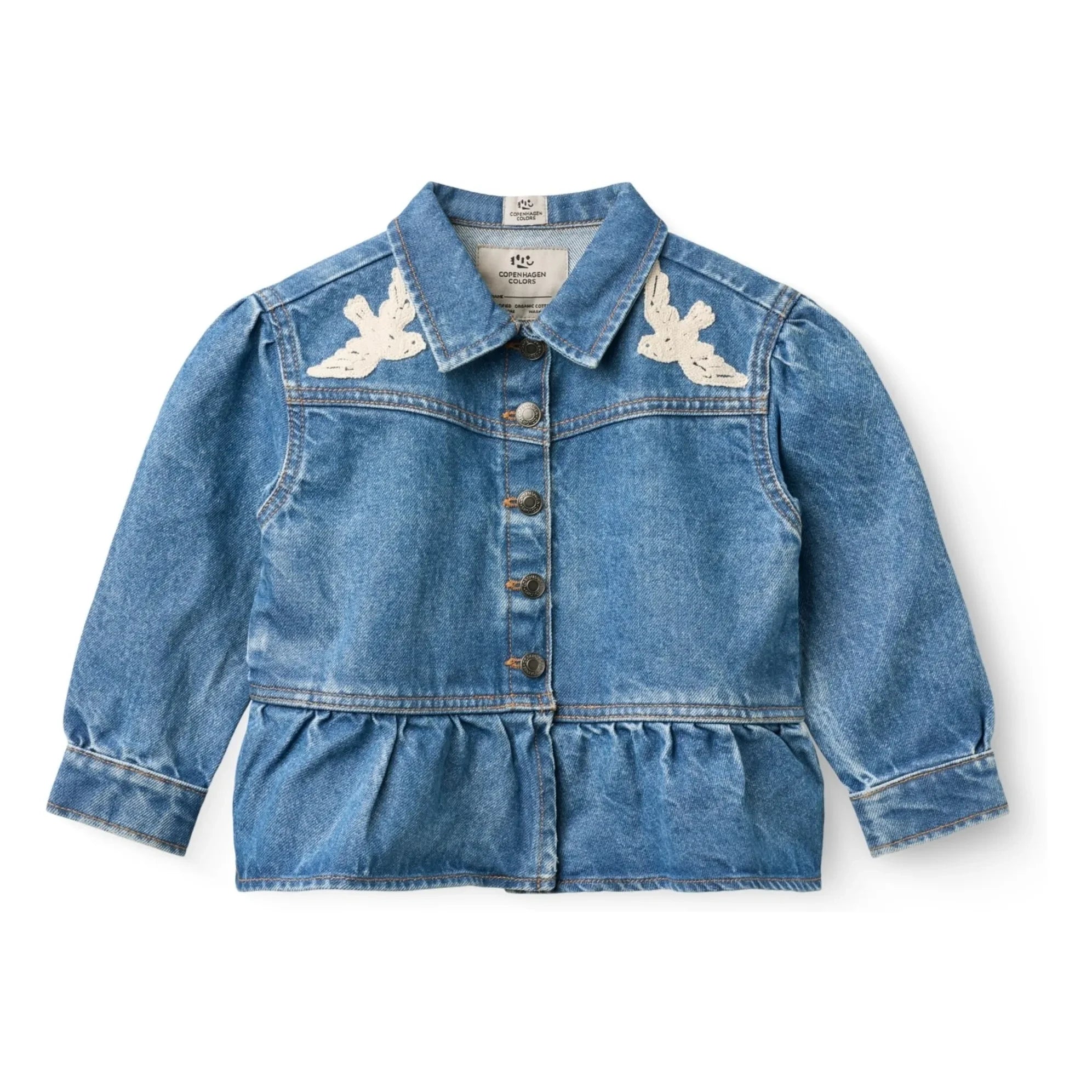 Copenhagen Colors - Chaqueta vaquera con pájaros de algodón orgánico | Azul