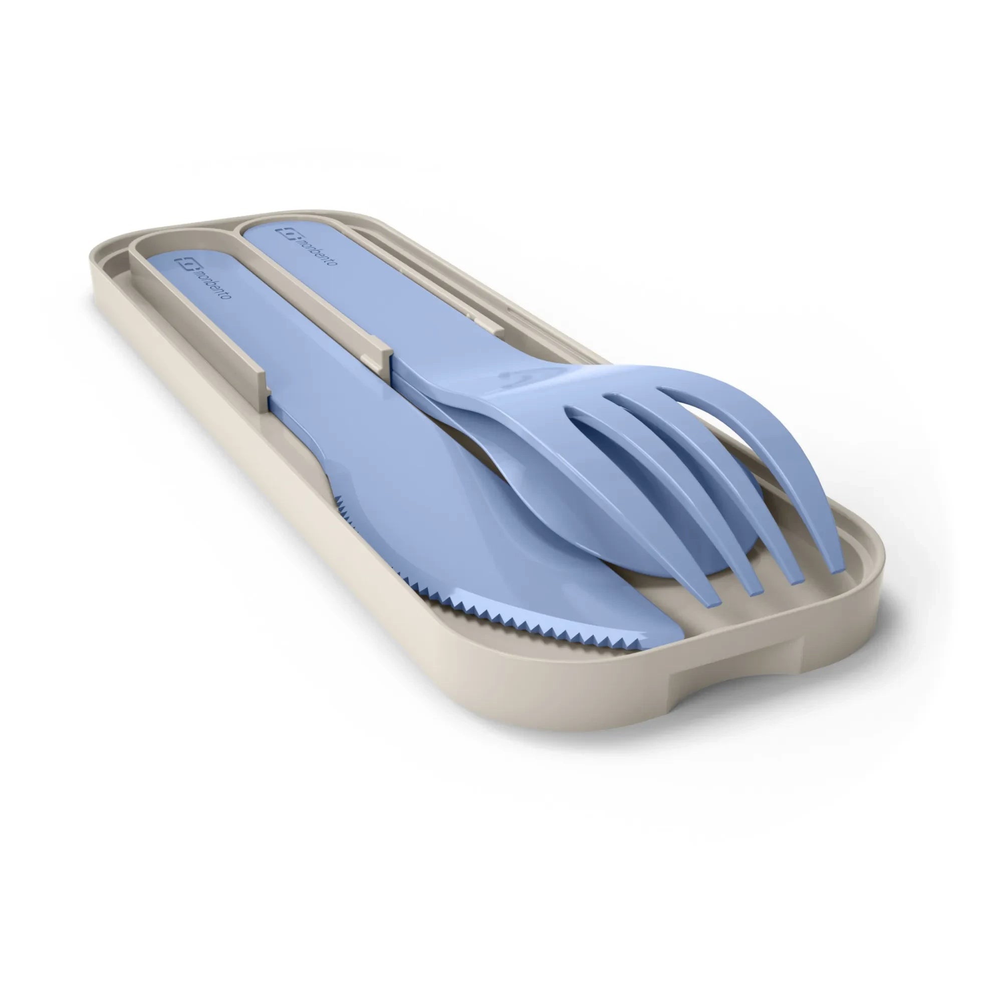 Monbento - MB Pocket Color Set de cubiertos biodegradables | Azul claro