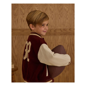 Rylee + Cru - Chaqueta Bomber de Terciopelo Varsity | Burdeos
