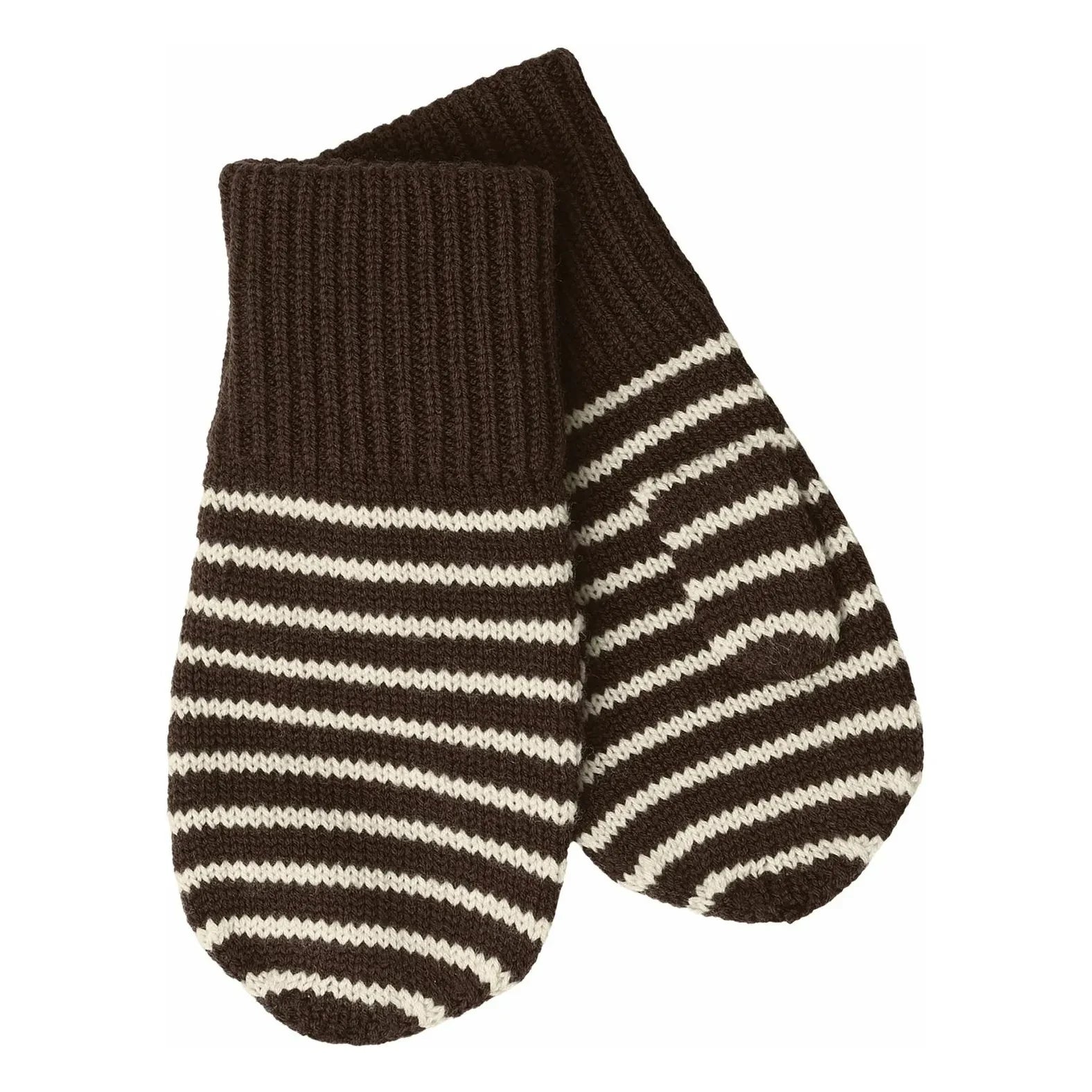 FUB - Guantes de lana merina a rayas | Marrón