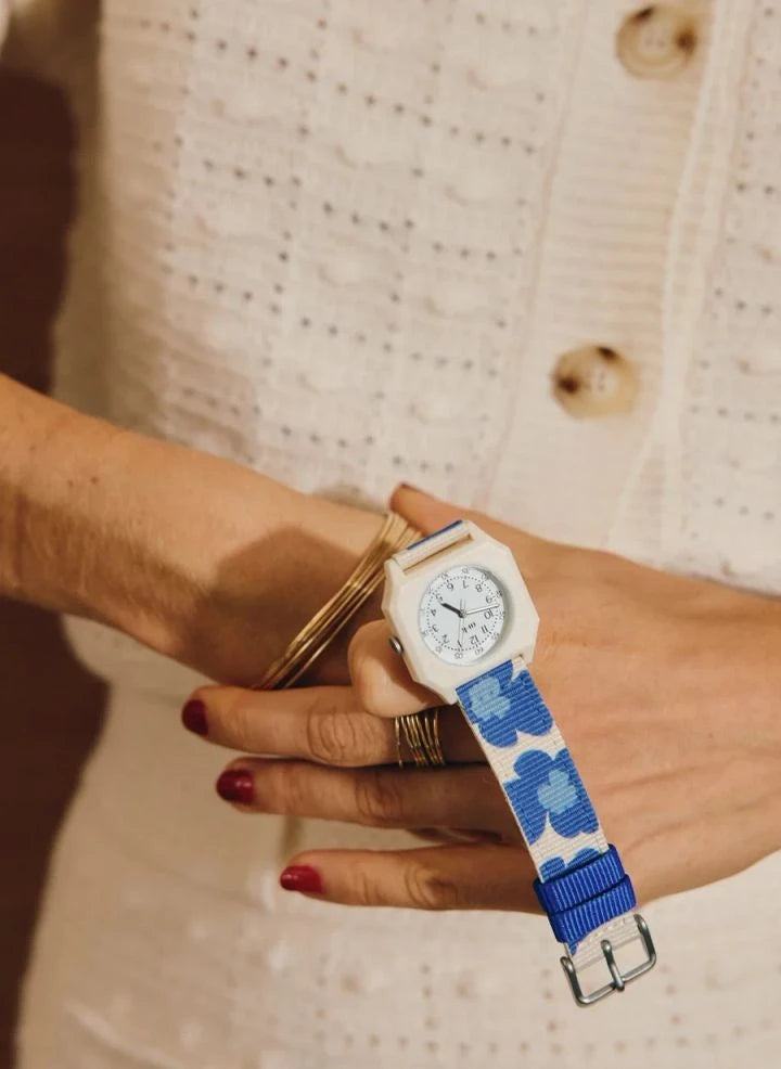 Mini Kyomo - Reloj de hibisco azul - Mini Kyomo x Taxi Brousse | Azul