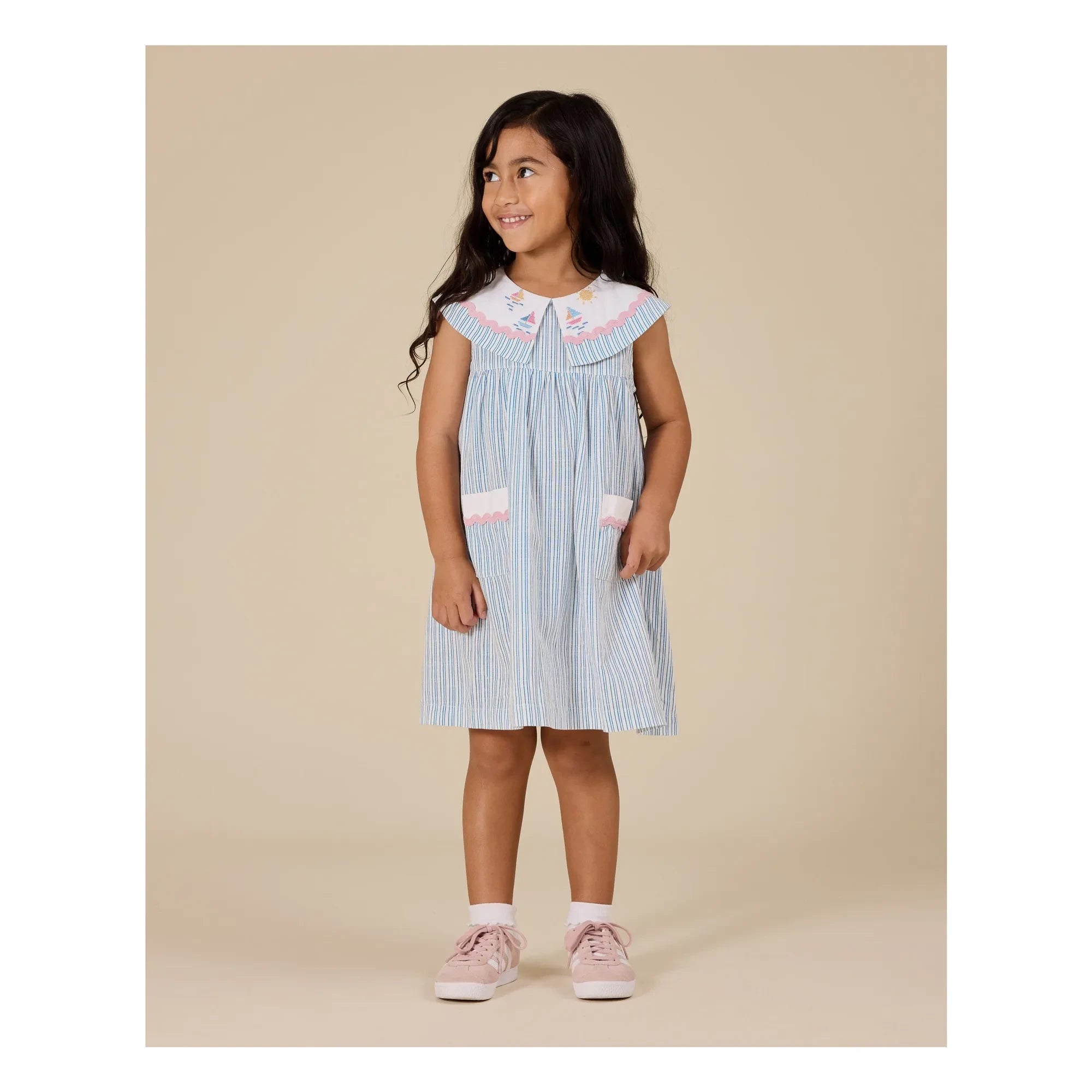 Goldie + Ace - Vestido marinero a rayas | Azul