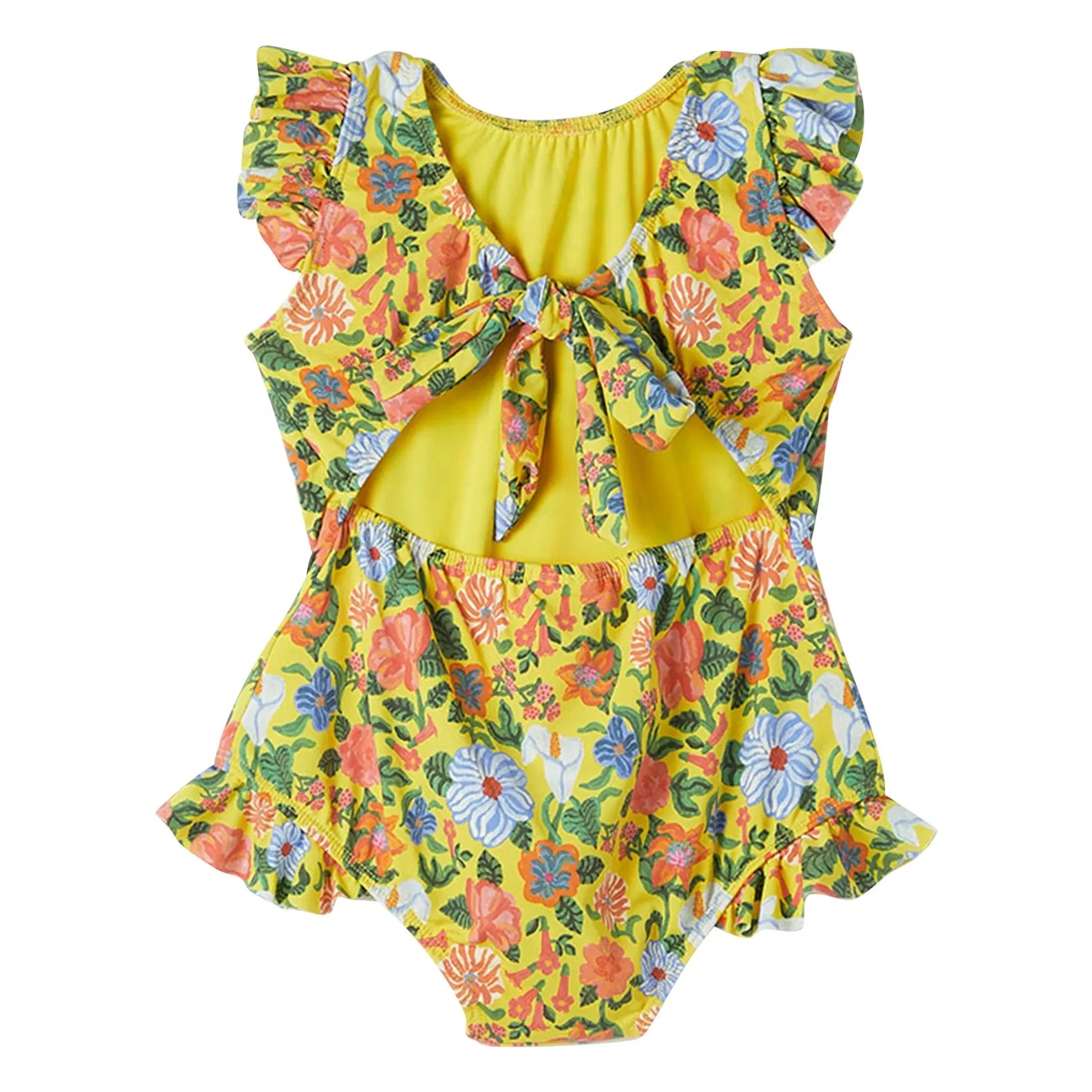 Fabula - Traje de baño floral con volantes de 1 pieza | Amarillo