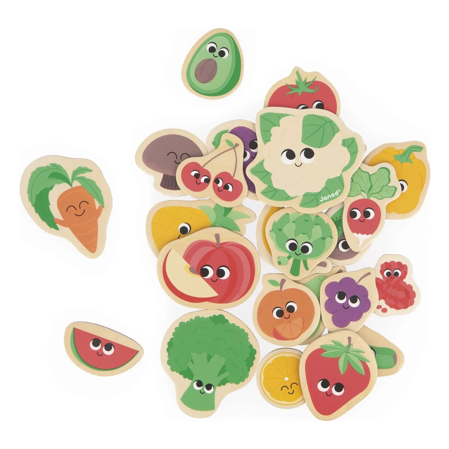 Janod - Imanes - Frutas y Verduras - 24 piezas