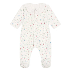 Petit Bateau - Pijama con pies Bolette de algodón orgánico | Blanco