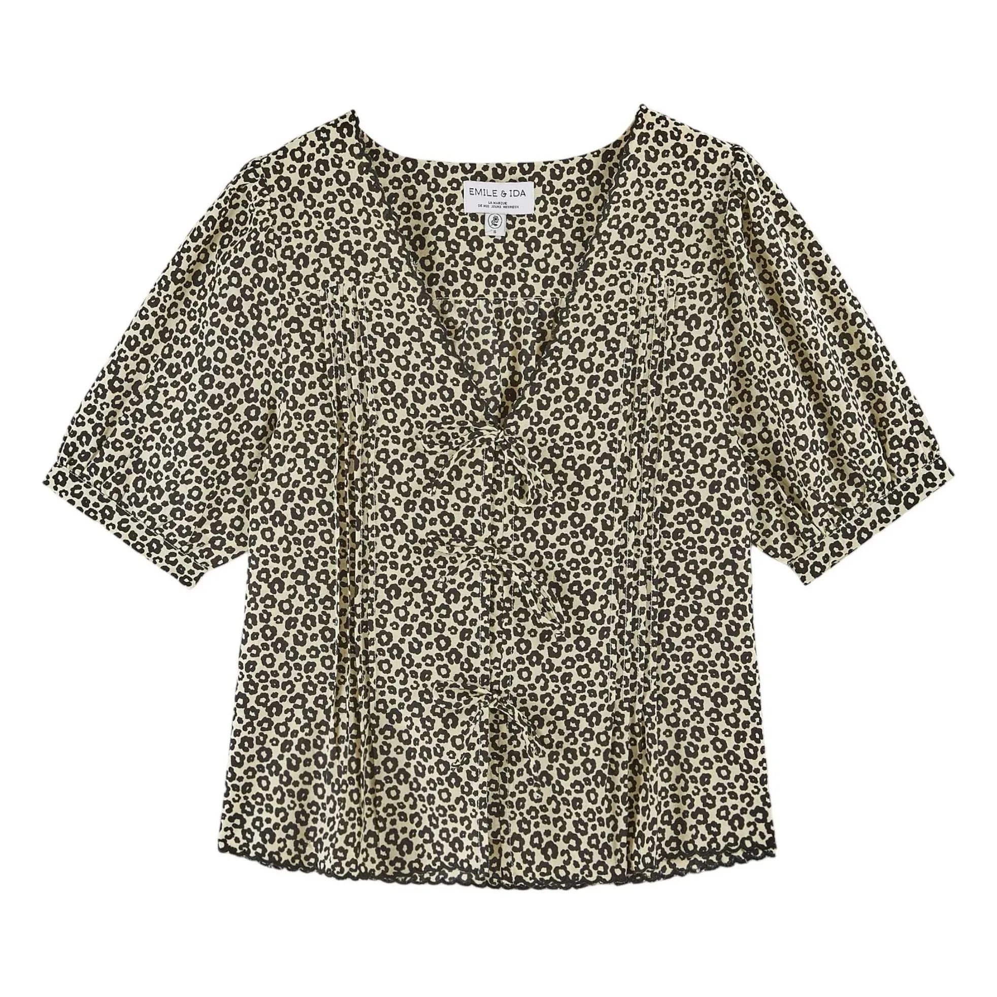 Emile et Ida - Blusa Blaise Leopard | Negro