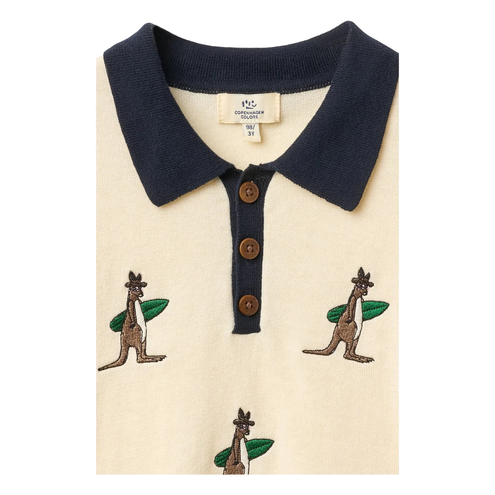Copenhagen Colors - Camiseta polo de punto de algodón orgánico Kangaroos | Crema