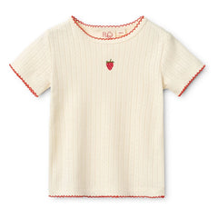 Flöss - Camiseta Pointelle Flora Fresa | Crema