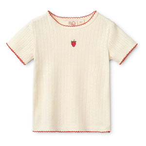 Flöss - Camiseta Pointelle Flora Fresa | Crema