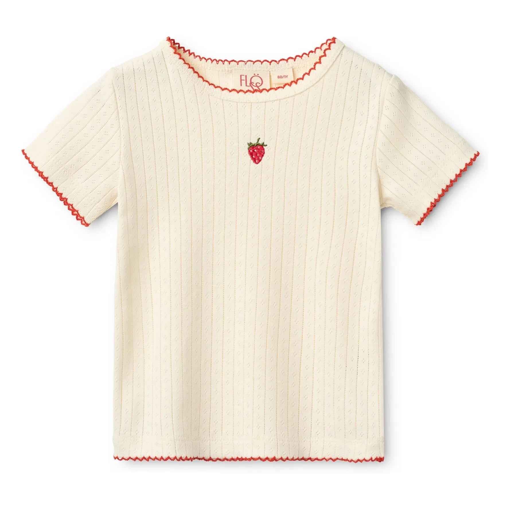 Flöss - Camiseta Pointelle Flora Fresa | Crema