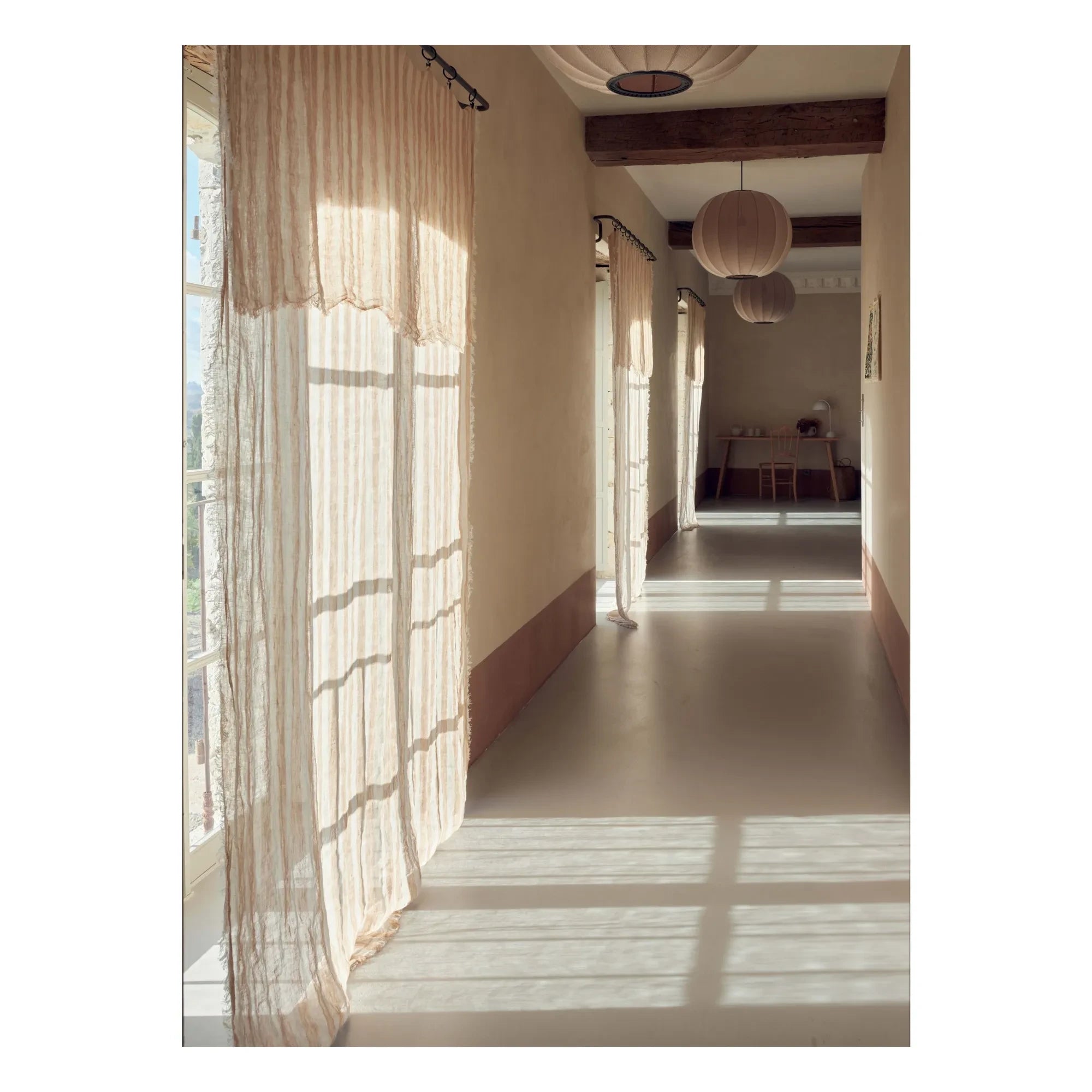 Casa de Vacaciones - Cortina de gasa de lino con borlas Bayadère | Terracota