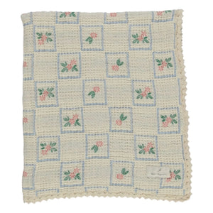 Bebe Organic - Manta de algodón orgánico con estampado floral Waffle | Crudo