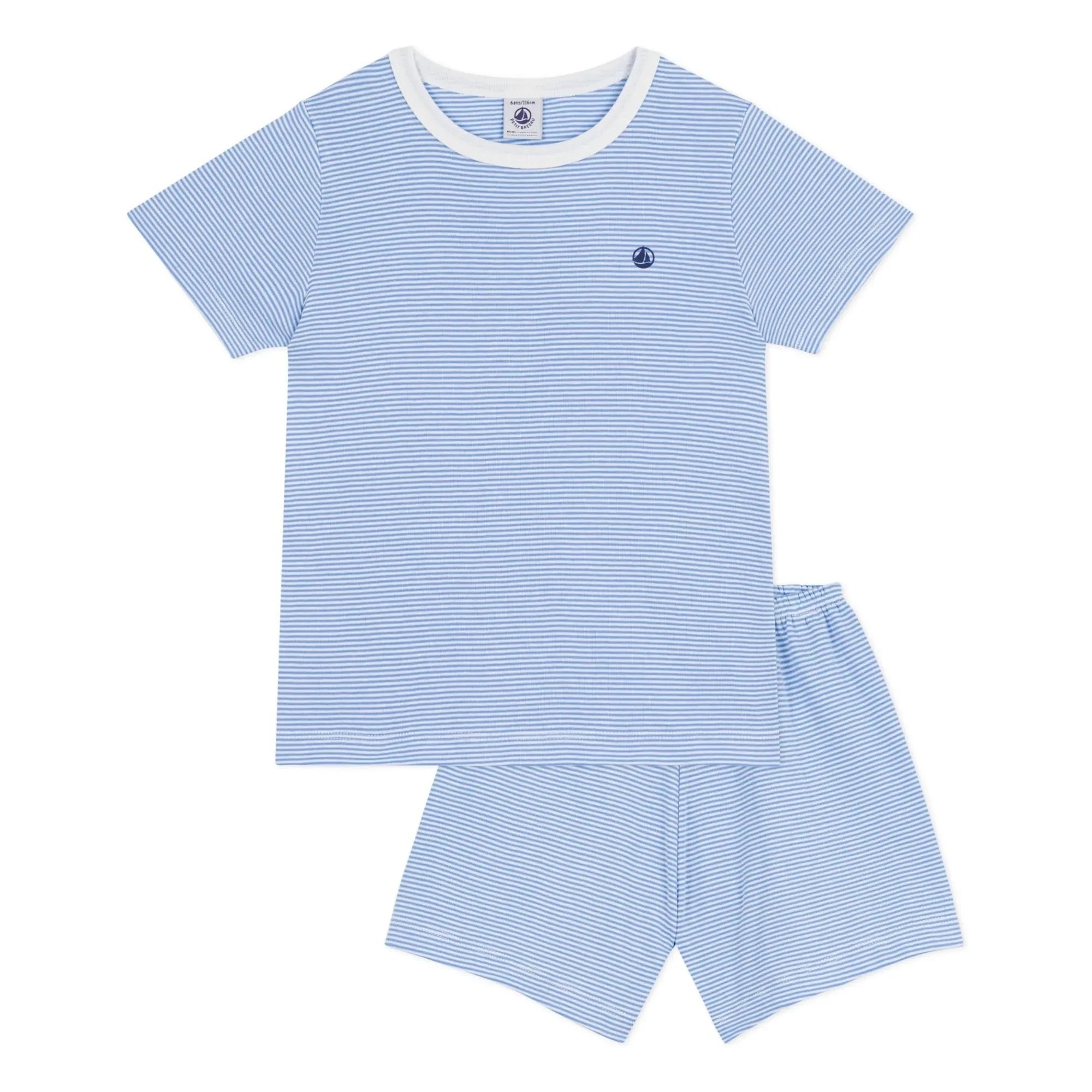 Petit Bateau - Pantalón corto de pijama de algodón orgánico a rayas | Azul