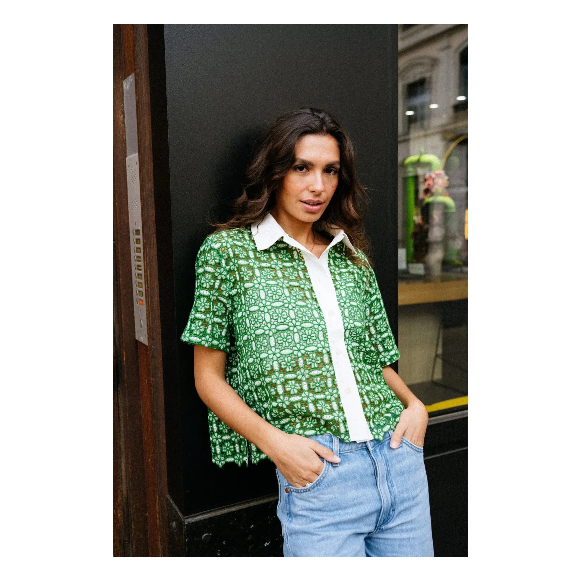 Sacrécoeur - Camisa de guipur Flavia Goya | Verde