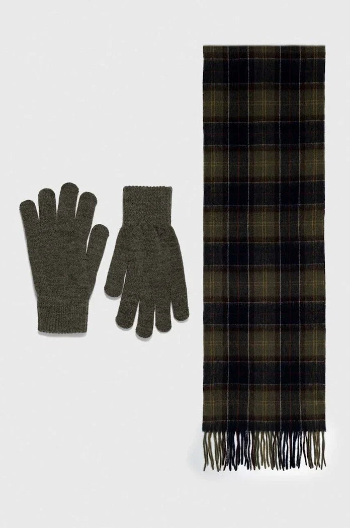 Set de regalo de bufanda y guantes de tartán Barbour