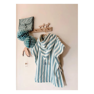 Rose in April - Poncho de playa de rayas Suzon | Azul claro