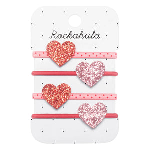 Rockahula Kids - Set de 4 Pasadores de Corazones Brillantes | Rosa