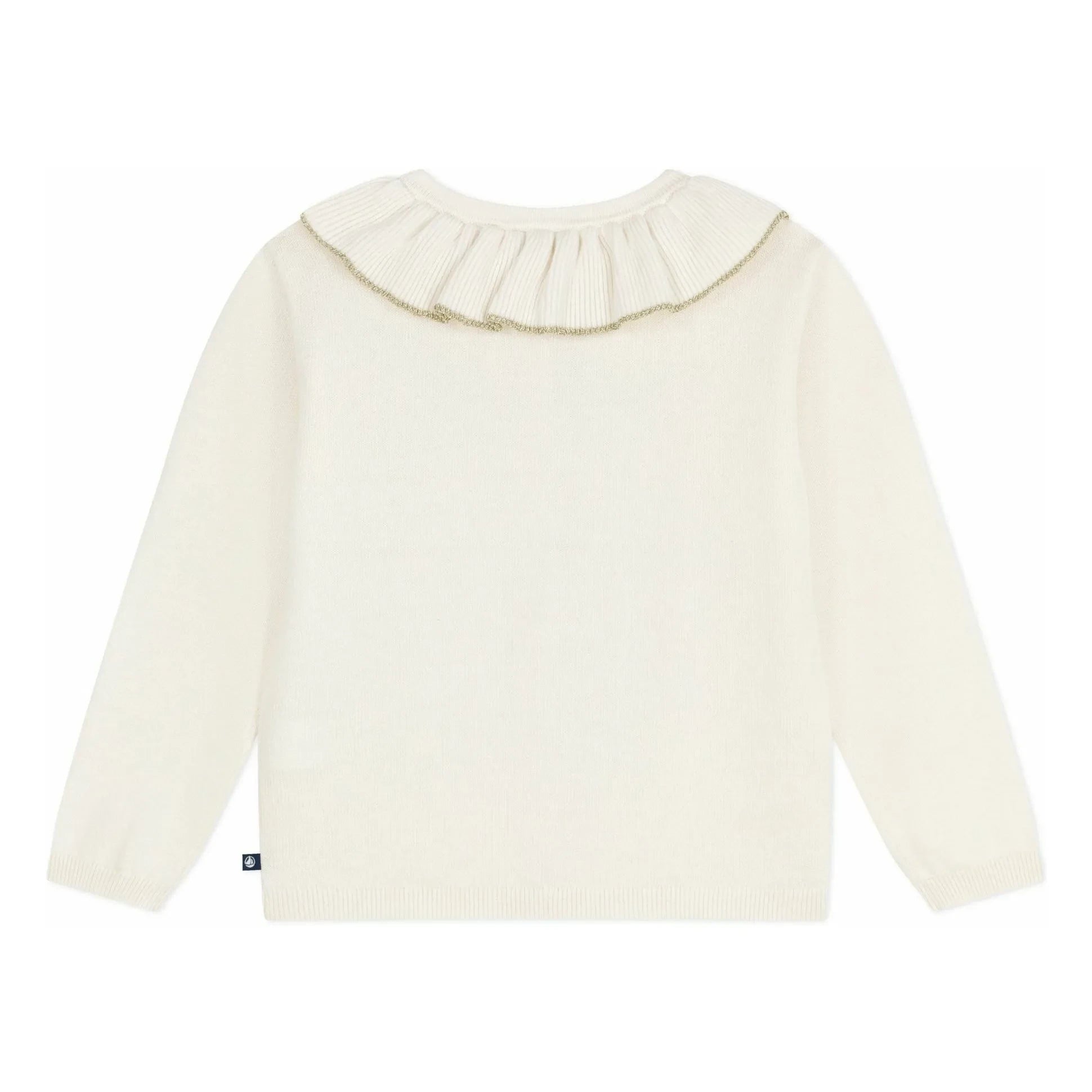 Petit Bateau - Chaleco con cuello de lana brillante | Crudo