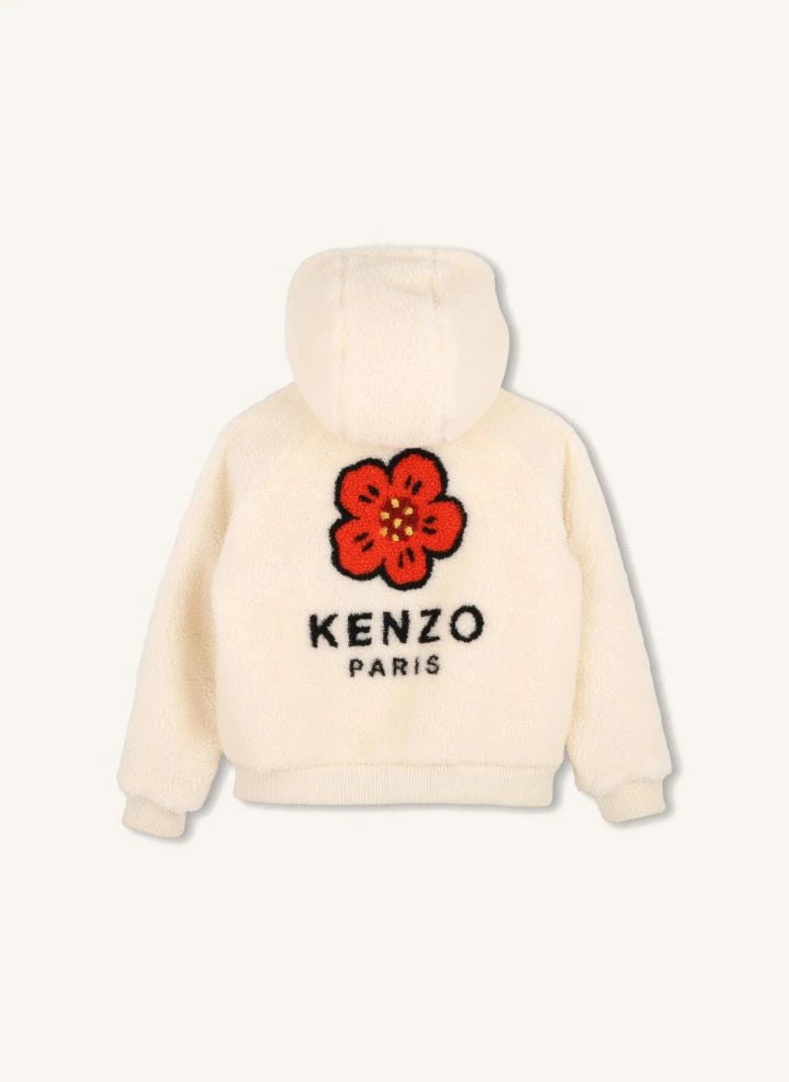 Kenzo - Sudadera con cremallera de lana con estampado de flores | Blanco
