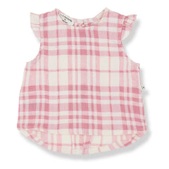1+ in the family - Blusa escocesa de lino Ferrosa | Rosa palo