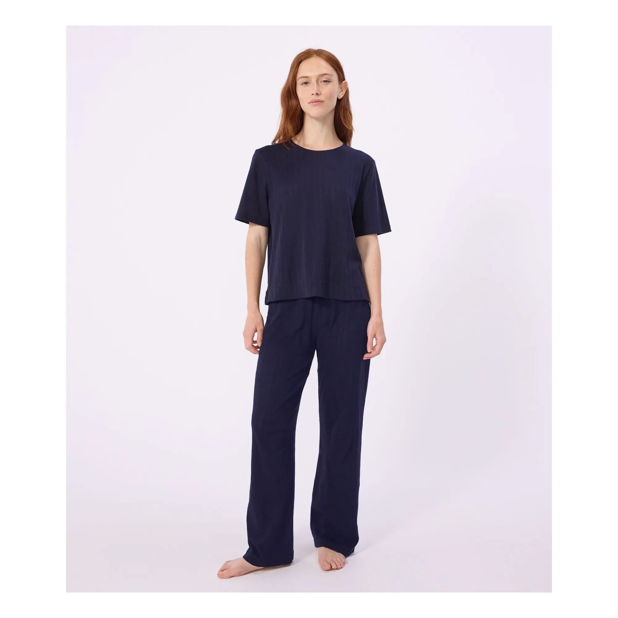 Petit Bateau - Pijama líquido azul marino