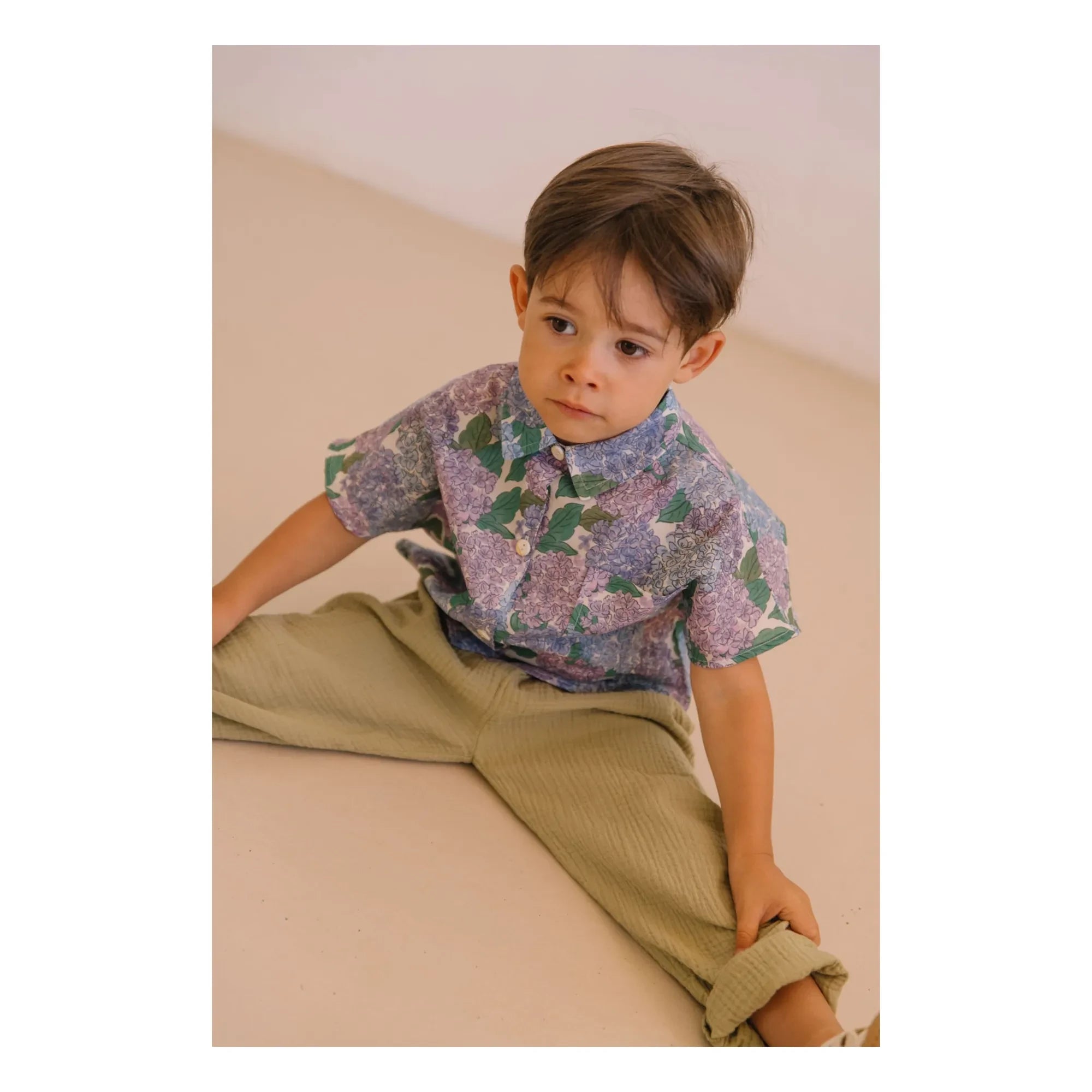Studio Bohème - Pantalón de gofre de algodón orgánico Cousin Gaze | Caqui claro