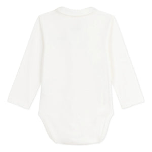 Petit Bateau - Body con cuello bordado floral de algodón orgánico | Blanco