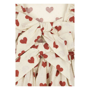 Konges Sløjd - Vestido Cianna Corazones Algodón Orgánico | Crudo