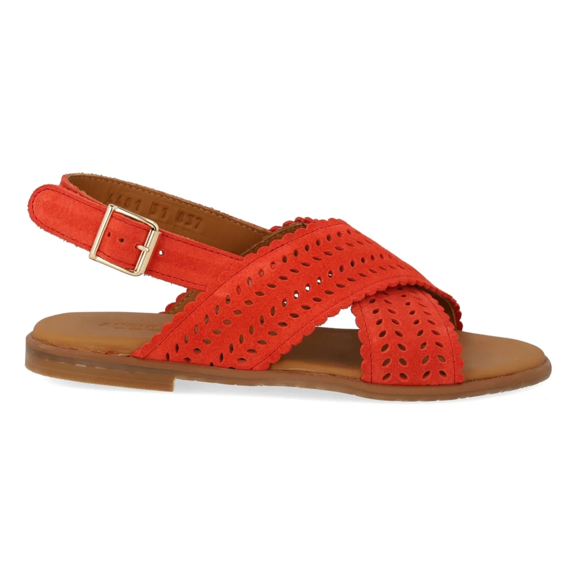 Angulus - Sandalias cruzadas de gamuza con festones | Coral