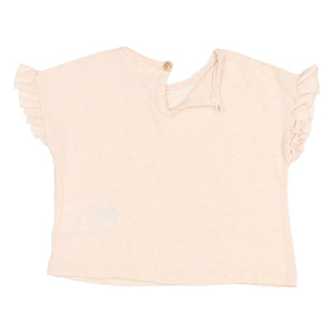 Búho - Camiseta de lino con volantes para bebé | Rosa claro